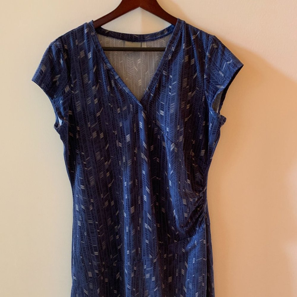 Athleta Dress XL Navy Blue Print Polyester Blend